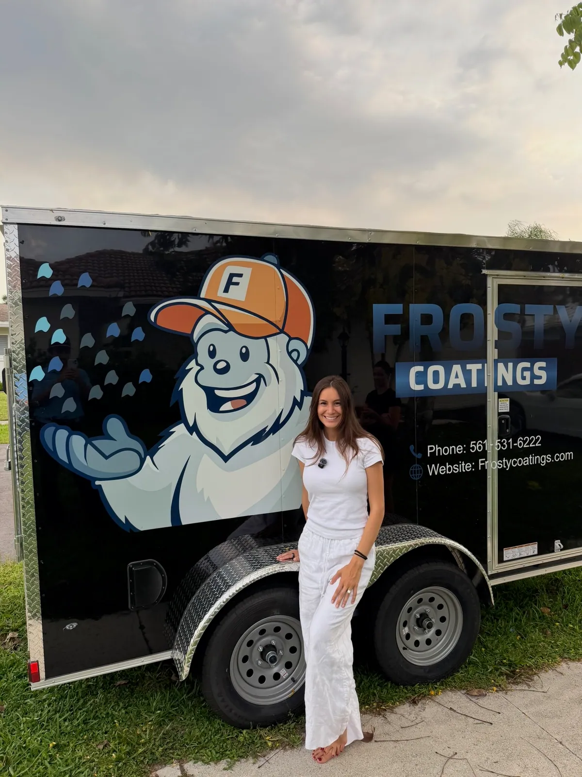 Beside the Frosty Coatings trailer on a job in Palm Beach County
