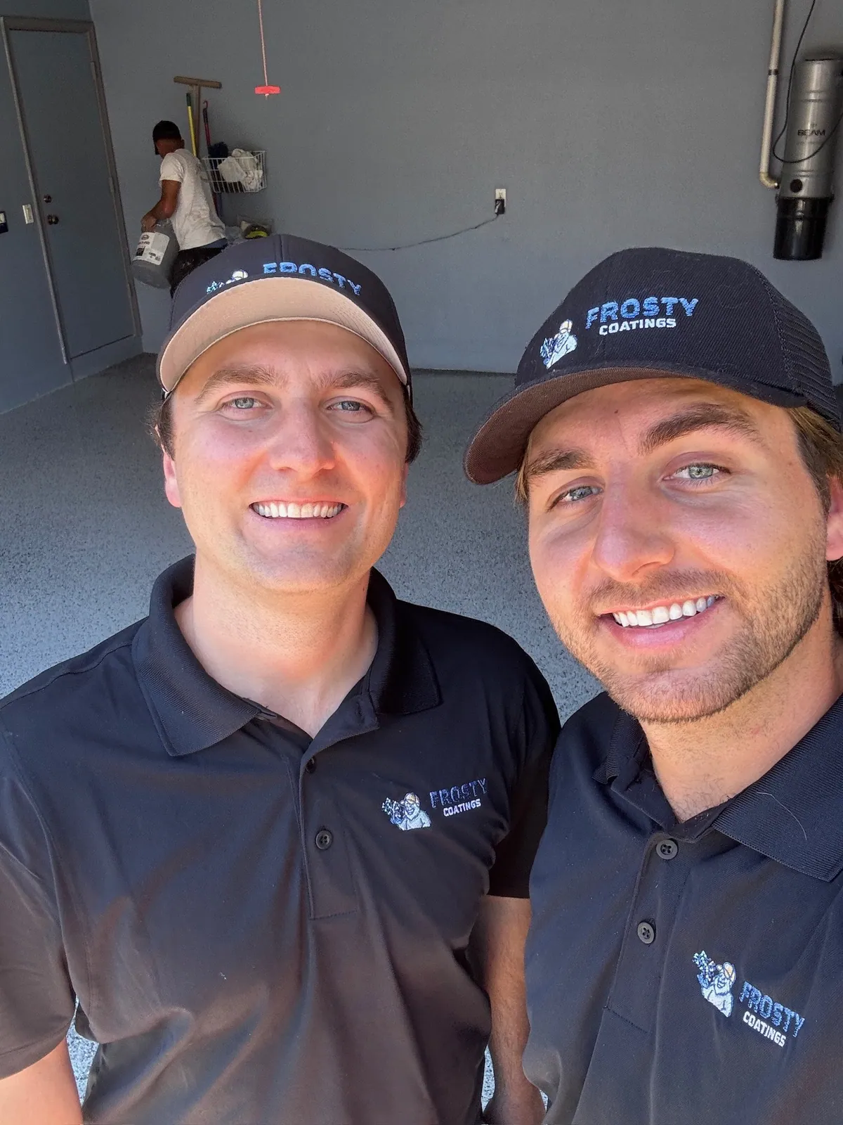 Steve and Ed on a finished garage floor