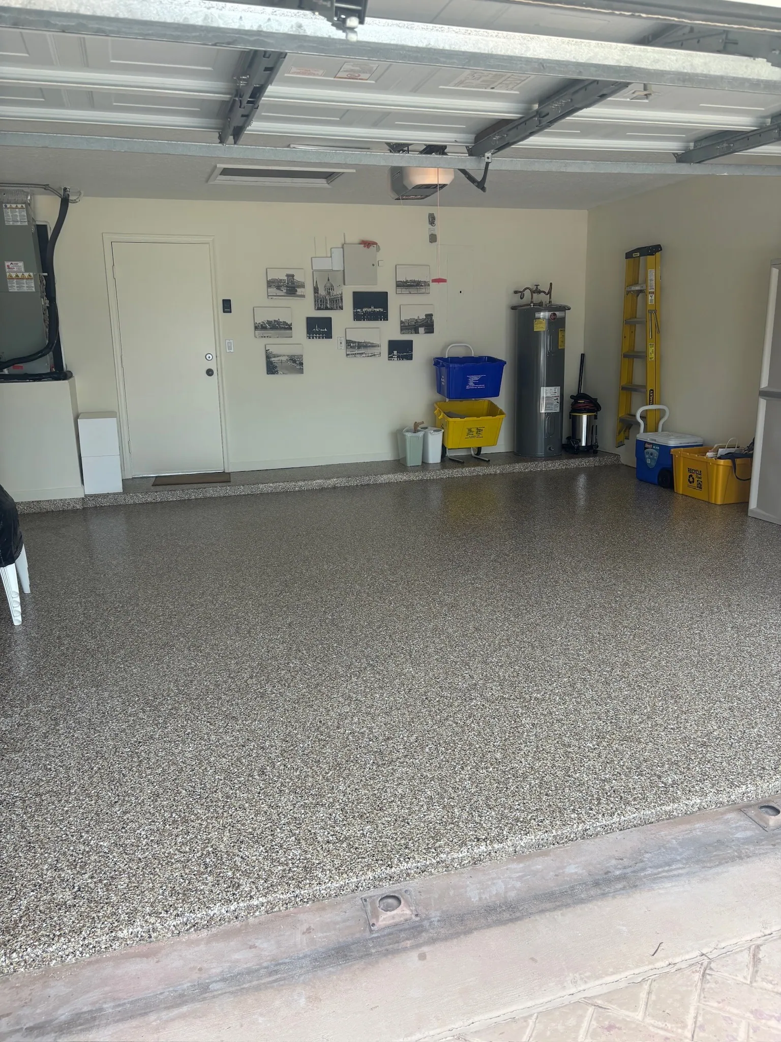 Three bay garage finished in a grey flake system